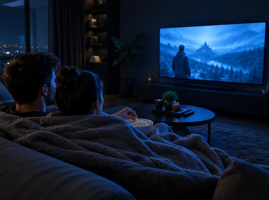 Casal assistindo série